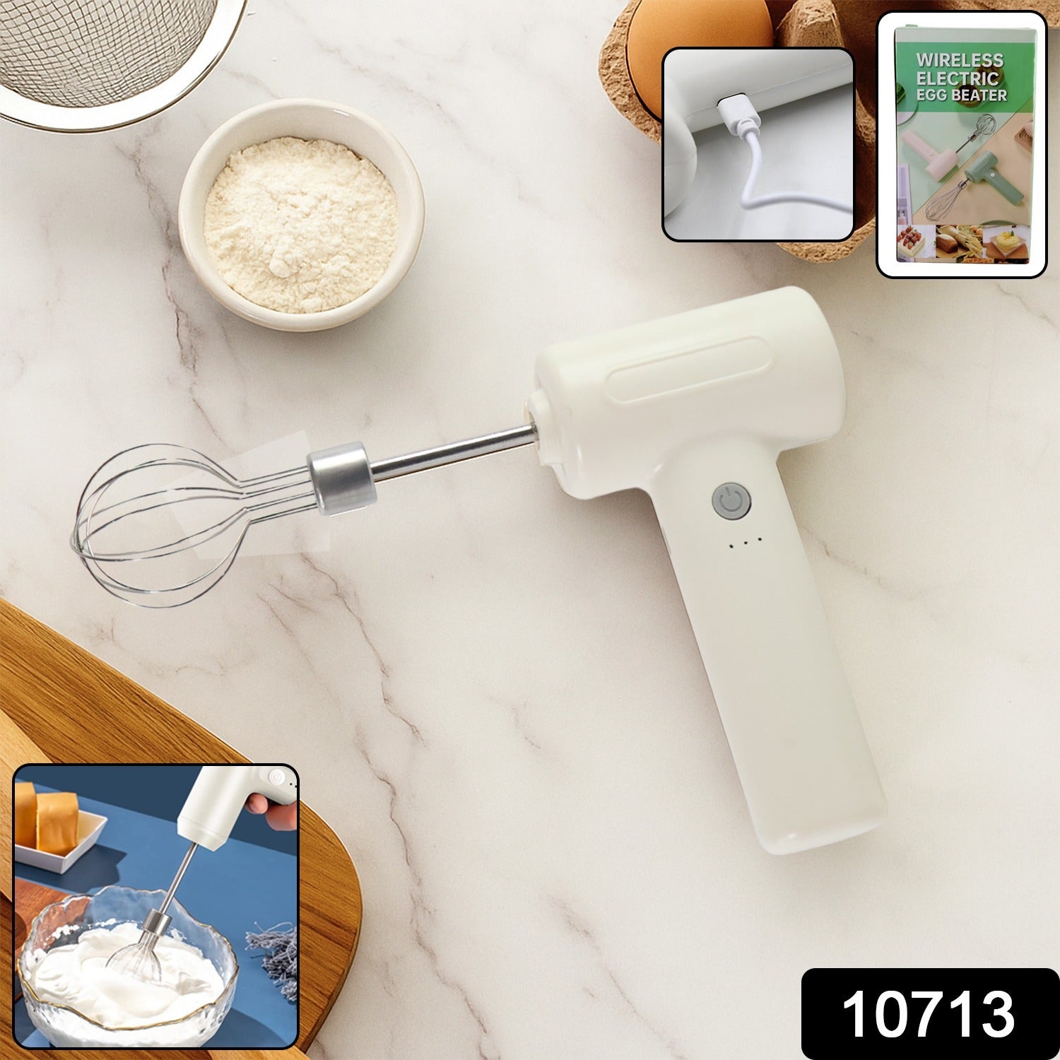 Cordless Electric Whisk & Egg Beater - (1 Pc) Cordless Electric Whisk & Egg Beater - (1 Pc)